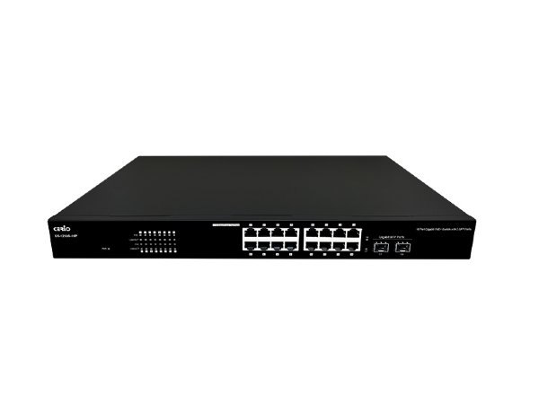 Cerio CS-1216G-16P A2 - 16 Port 10/100/1000M Gigabit PoE+ Switch with 2 SFP Ports ( 400Watt Power )