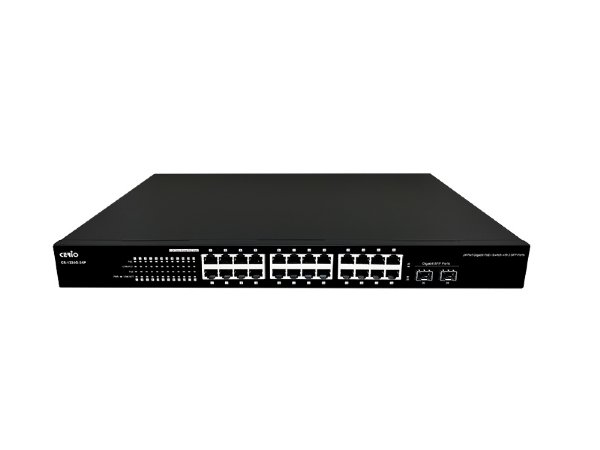 Cerio CS-1224G-24P-A2 - 24 Port 10/100/1000M Gigabit PoE+ Switch with 2 SFP Ports  ( 450Watt Power )